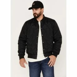 Best Sale 🤩 Brixton Men's Dillinger Quilted Bomber Jacket Black 😍