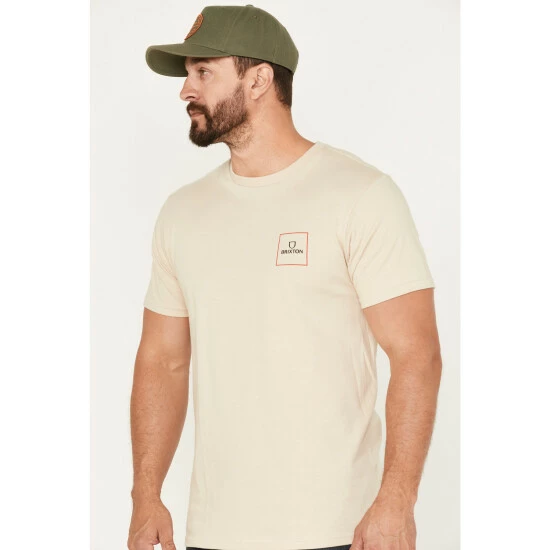 Deals 🥰 Brixton Men's Alpha Square Logo Graphic T-Shirt Cream 🥰 - Image 2