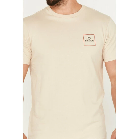 Deals 🥰 Brixton Men's Alpha Square Logo Graphic T-Shirt Cream 🥰 - Image 3