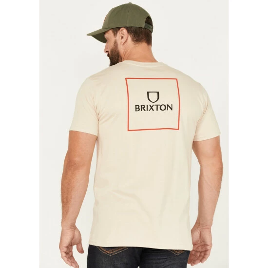 Deals 🥰 Brixton Men's Alpha Square Logo Graphic T-Shirt Cream 🥰 - Image 4