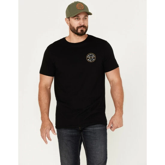 Cheapest ๐ Brixton Men's Crest II Logo Graphic T-Shirt Black ๐คฉ