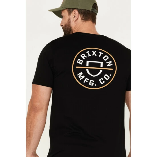 Cheapest ๐ Brixton Men's Crest II Logo Graphic T-Shirt Black ๐คฉ - Image 2