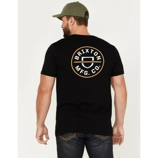 Cheapest ๐ Brixton Men's Crest II Logo Graphic T-Shirt Black ๐คฉ - Image 4