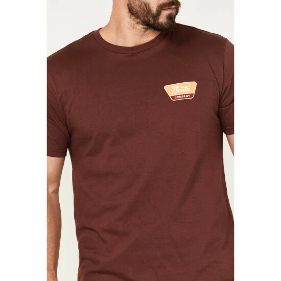 Best Sale ๐ฅ Brixton Men's Linwood Logo Graphic T-Shirt Burgundy ๐ฅฐ - Image 3
