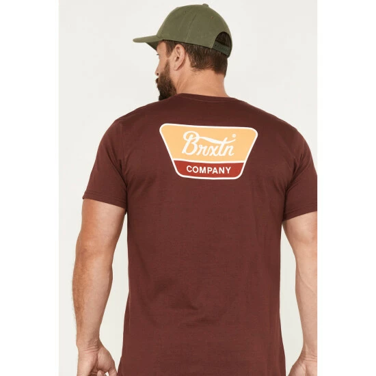 Best Sale ๐ฅ Brixton Men's Linwood Logo Graphic T-Shirt Burgundy ๐ฅฐ - Image 4