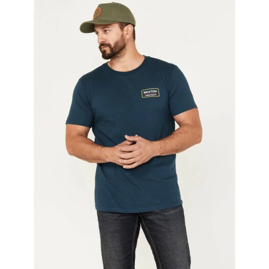 Best Pirce ๐ Brixton Men's Palmer Proper Logo Graphic T-Shirt Teal ๐งจ