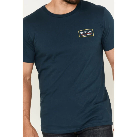 Best Pirce ๐ Brixton Men's Palmer Proper Logo Graphic T-Shirt Teal ๐งจ - Image 3