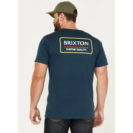 Best Pirce ๐ Brixton Men's Palmer Proper Logo Graphic T-Shirt Teal ๐งจ - Image 4