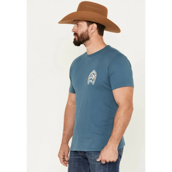 Buy ๐ Brixton Men's Horseshoe Graphic Short Sleeve Tailored T-Shirt Blue ๐ - Image 2