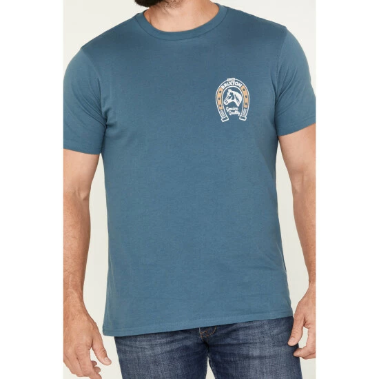 Buy ๐ Brixton Men's Horseshoe Graphic Short Sleeve Tailored T-Shirt Blue ๐ - Image 3