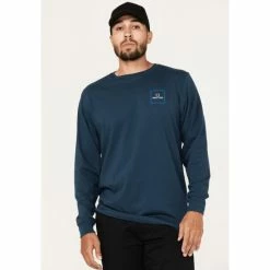 Best Pirce 😀 Brixton Men's Alpha Square Logo Graphic Long Sleeve T-Shirt Navy 😀