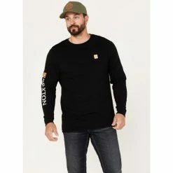 New 🔔 Brixton Men's Beta II Long Sleeve Standard T-Shirt Black 😀