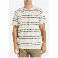 Best Pirce 🎉 Brixton Men's Hilt Stripe Print Pocket Graphic T-Shirt Cream 👍