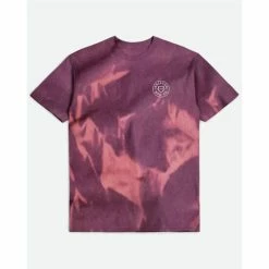 Cheapest 🔥 Brixton Men's Crest II Logo Graphic Tie Dye T-Shirt Burgundy ✔️