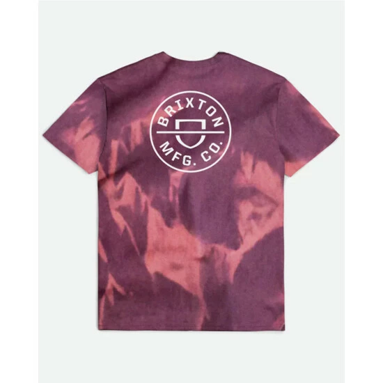 Cheapest ๐ฅ Brixton Men's Crest II Logo Graphic Tie Dye T-Shirt Burgundy โ๏ธ - Image 2