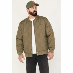 Flash Sale ✨ Brixton Men's Dillinger Quilted Bomber Jacket Olive 🔔