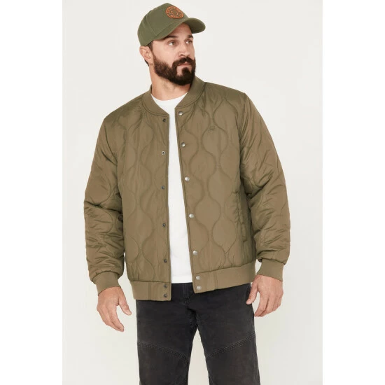 Flash Sale โจ Brixton Men's Dillinger Quilted Bomber Jacket Olive ๐