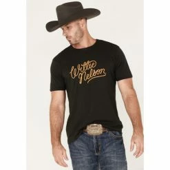 Best reviews of 🤩 Brixton X Willie Nelson Men's Roped Logo Graphic Ringer T-Shirt Black 🌟