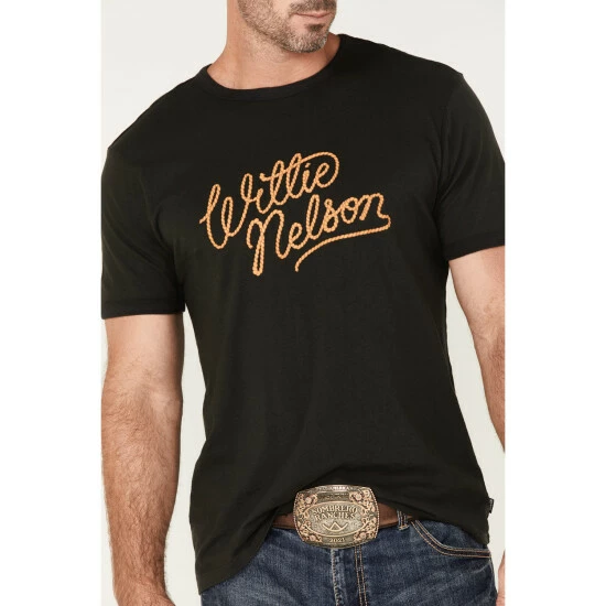 Best reviews of ๐คฉ Brixton X Willie Nelson Men's Roped Logo Graphic Ringer T-Shirt Black ๐ - Image 3
