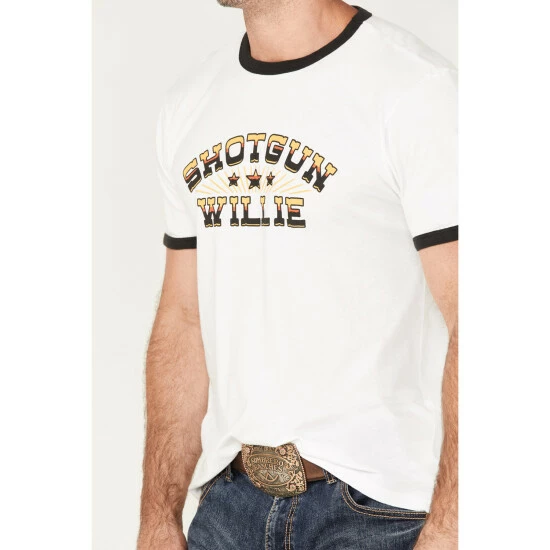 Brand new ๐ Brixton X Willie Nelson Men's Shotgun Graphic Ringer T-Shirt White ๐งจ - Image 3